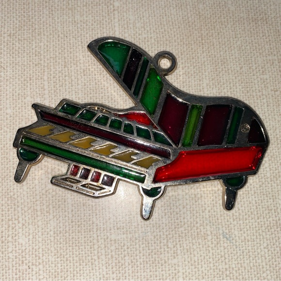 Vintage‎ Stained Glass Piano Pendant Suncatcher Window  Christmas Ornament - Picture 6 of 8